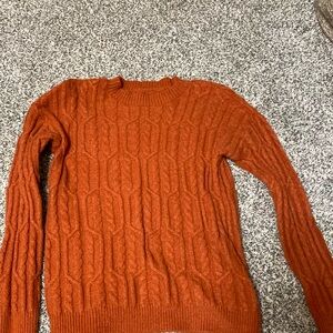 Cable Knit Sweater in Rust Orange - Size XS or S